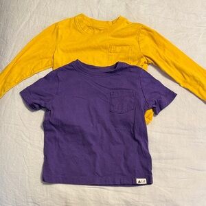 GAP Yellow Long Sleeve & Purple Short Sleeve Kids Tees
